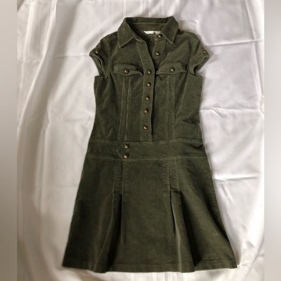 90s Olive Green Corduroy Mini Dress - Picture 6 of 15